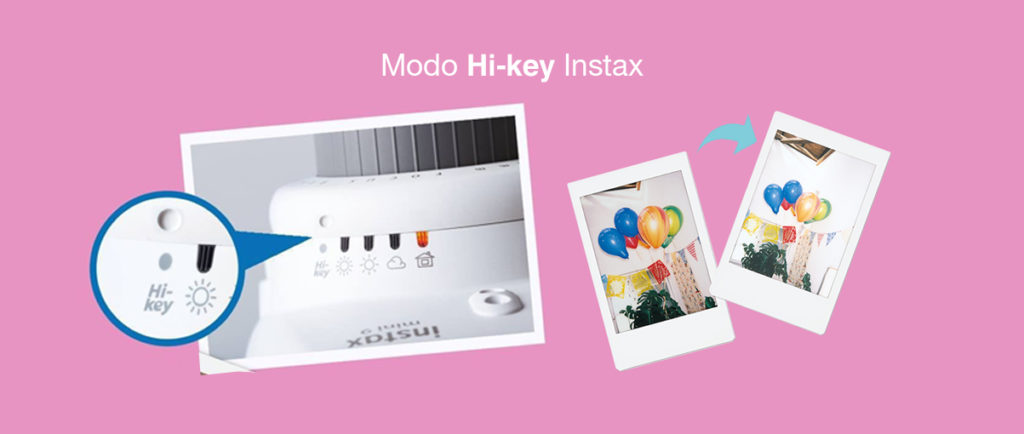 Hi-key Instax comparativo entre fotos e close na opção em volta da lente da câmera Instax Mini 9 branco gelo