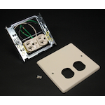 Wiremold® V4047WX 2-Gang Duplex Overlapping Receptacle Cover Plate, For Use With 4000 Series Raceway, Steel, Ivory