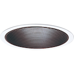 Progress Lighting P8063-31 Utilitarian/Commodity Step Baffle Trim, 6-11/32 in ID x 7-3/4 in OD, Incandescent Lamp, For Use With 6 in IC/Non-IC Rated Recessed Shallow Housing, Aluminum