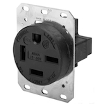 Wiring Device-Kellems HBL8460A 3-Phase Heavy Duty Grounding Single Standard Screw Mount Straight Blade Receptacle, 250 VAC, 60 A, 3 Poles, 4 Wires, Black