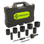 Greenlee® 891 Electricians/Plumbers Electricians/Plumbers Hole Saw Kit, 12 Pieces, For Use With 3/4 to 2-1/2 in Conduit, Bi-Metal