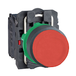 Schneider Electric Harmony™ XB5AL45 Complete Corrosion-Resistant Dusttight/Watertight Unmarked Non-Illuminated Pushbutton, 22 mm, 1NC-1NO Contact, Slow Break Contact, Spring Return Operator, Red