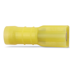 Spec-Kon® KNF10-250FD-D Female Disconnect, 12 to 10 AWG Conductor, 0.25 in W x 0.032 in THK Tab, Long/Funnel Entry/Internal Serration Barrel, Brass/Copper, Yellow, Fully Insulated