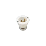 Leviton® 5278-C Grounding Straight Blade Flanged Inlet Receptacle, 125 VAC, 15 A, 2 Poles, 3 Wires, White