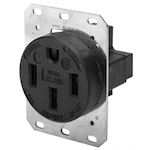 Wiring Device-Kellems HBL9450A 1-Phase Grounding Heavy Duty Standard Single Screw Mount Straight Blade Receptacle, 125/250 VAC, 50 A, 3 Poles, 4 Wires, Black