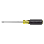 Klein® Cushion-Grip® 604-3 Miniature Screwdriver, #0 Phillips® Point, Steel Shank, 5-3/4 in OAL, Rubber Handle, Polished Chrome, ANSI/ASME Specified