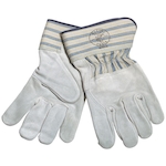 Klein® 40008 Multi-Purpose Gloves, Medium Cuff, Gunn Cut with Wing Thumb Style, Size L, Leather Palm, Heavy Sueded Leather, Pearl Gray, Slip-On Cuff, Bright Coating, Sewn-In Lining