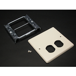 Wiremold® V4047BX 2-Gang Duplex Overlapping Receptacle Cover Plate, For Use With 4000 Series Raceway, Steel, Ivory