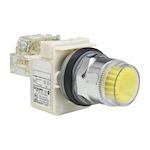 Square D™ Harmony™ 9001K1L1Y Type K Dusttight/Oiltight/Watertight Heavy Duty Round Transformer Illuminated Pushbutton Operator With Metal Full Guard, 30 mm, SPDT Contact, Full Guard Button/Spring Return Operator, Momentary Contact, Yellow