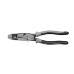 Klein® Journeyman™ J215-8CR Angled Nose Hybrid Plier With Crimping, 2 in L x 1/2 in W x 1/2 in THK, High Leverage/Side Cut, 8 in OAL