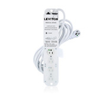 Leviton® 5304M-1N5 Power Outlet Strip With Locking Cover, 125 VAC, 15 A, 4 Outlets, 15 ft L Cord, Surface Mount