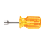 Klein® SS10 Stubby Nutdriver, 5/16 in, Hollow/Round Shank, Amber Smooth Comfordome® Handle, ANSI/ASME Specified, Polished Chrome