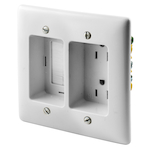Wiring Device-Kellems tradeSELECT® RR1512W 1-Phase 2-Gang Duplex Standard Tamper Resistant Screw Mount Recessed Receptacle, 125 VAC, 15 A, 2 Poles, 3 Wires, White