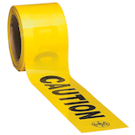 Klein® 58000 Warning Barricade Tape, Black on Bright Yellow, 200 ft L x 3 in W, CAUTION Legend, Polyethylene