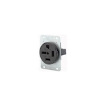 Leviton® 8450 3-Phase Extra Heavy Duty Grounding Straight Blade Power Receptacle, 250 VAC, 50 A, 3 Poles, 4 Wires, Black