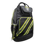 Klein® Tradesman Pro™ 55597 48-Pocket High Visibility Soft Sided Zipper Closure Backpack, 1680D Ballistic Weave, Black/Green/Reflective Gray