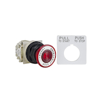 Square D™ Harmony™ 9001SKR9R05H13 Type SK Corrosion-Resistant Dust/Oil/Watertight Mechanically Interlocked Non-Illuminated Pushbutton, 30 mm, 1NC-1NO Contact, Slow Break Contact, Push-Pull/Spring Return Operator, Red