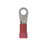 Panduit® Pan-Term® PV8-38R-TY PV-R Loose Piece Ring Terminal, 8 AWG Conductor, 1.64 in L, Brazed Seam/Funnel Entry/Internal Serration Barrel, Copper, Red