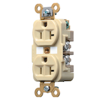 Wiring Device-Kellems HBL5362I 1-Phase Duplex Grounding Heavy Duty Standard Screw Mount Straight Blade Receptacle, 125 VAC, 20 A, 2 Poles, 3 Wires, Ivory