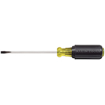 Klein® Cushion-Grip® 601-4 Screwdriver, 3/16 in Cabinet Point, Steel Shank, 7-3/4 in OAL, Rubber Handle, Polished Chrome, ANSI/ASME Specified