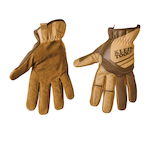 Klein® 40227 Unisex General Purpose Gloves, Multi-Purpose Utility Work, L, Durahide™ Palm, Leather, Brown, Open Cuff