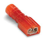 Sta-Kon® 18RAD-18277 187 Female Disconnect, 22 to 18 AWG Conductor, 0.187 in W x 0.02 in THK Tab, Internal Serration Long Barrel, Brass, Red, Fully Insulated