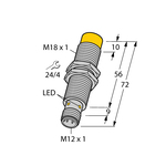 Turck NI14-M18E-AP6X-H1141 Inductive Sensor, PNP Output, 1NO Contact, 10 to 30 VDC