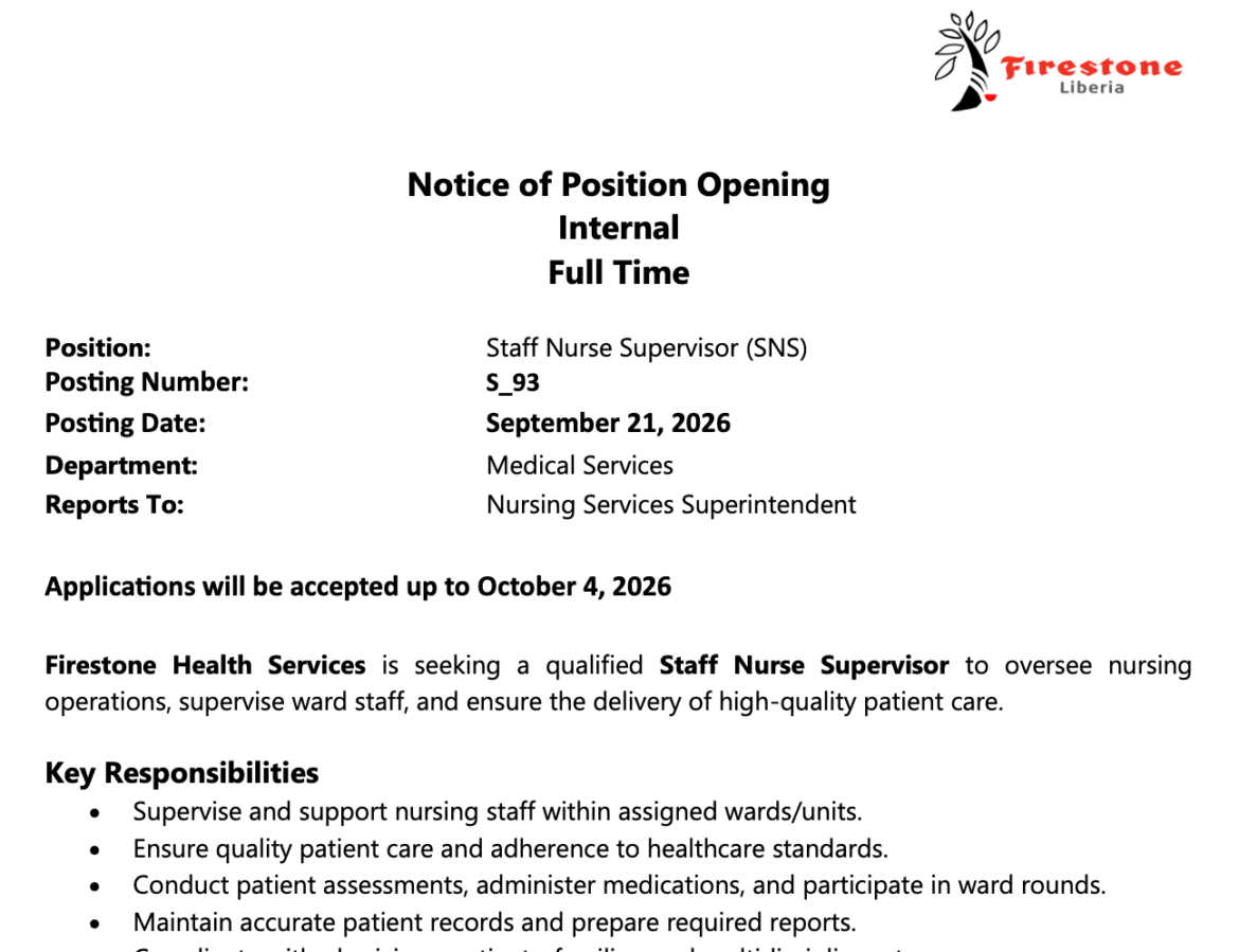 Staff Nurse Supervisor (SNS) Needed