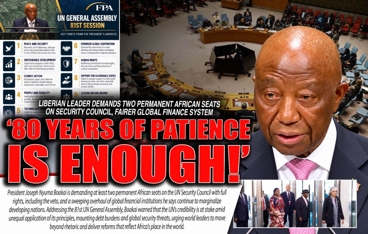 Liberian Leader Demands Two Permanent African Seats On Security Council, Fairer Global Finance System
