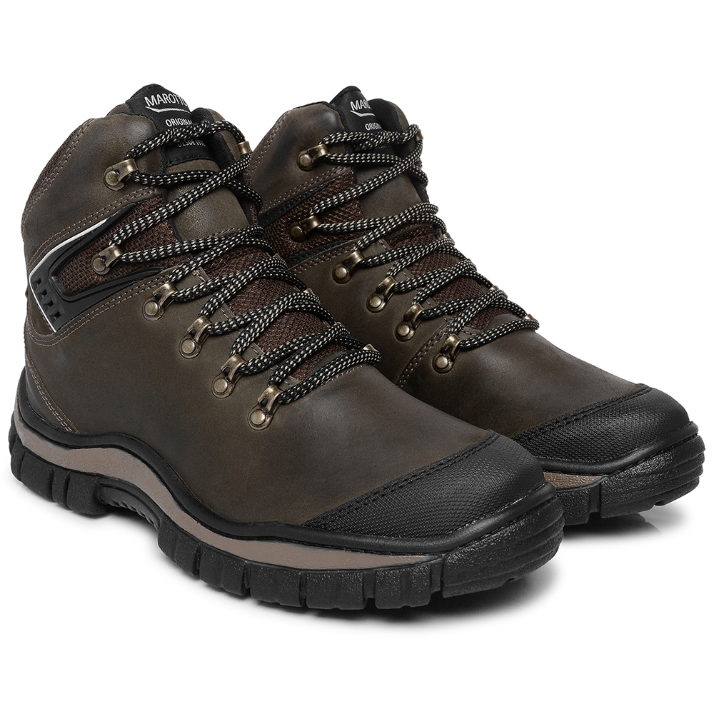 Bota Adventure Coturno Couro Masculina Moda Casual Sola Tratorada Cano médio Modelo Robusta Estilosa