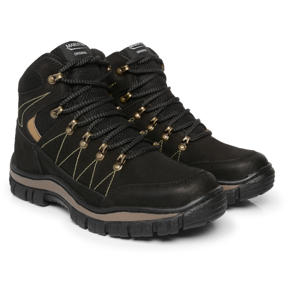 Bota Adventure Masculina Couro Cano Médio Sola Tratorada Cadarço Moda Tendencia Trilha Motociclista