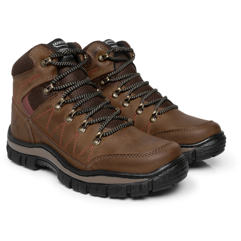 Bota Adventure Masculina Couro Cano Médio Sola Tratorada Cadarço Moda Tendencia Trilha Motociclista