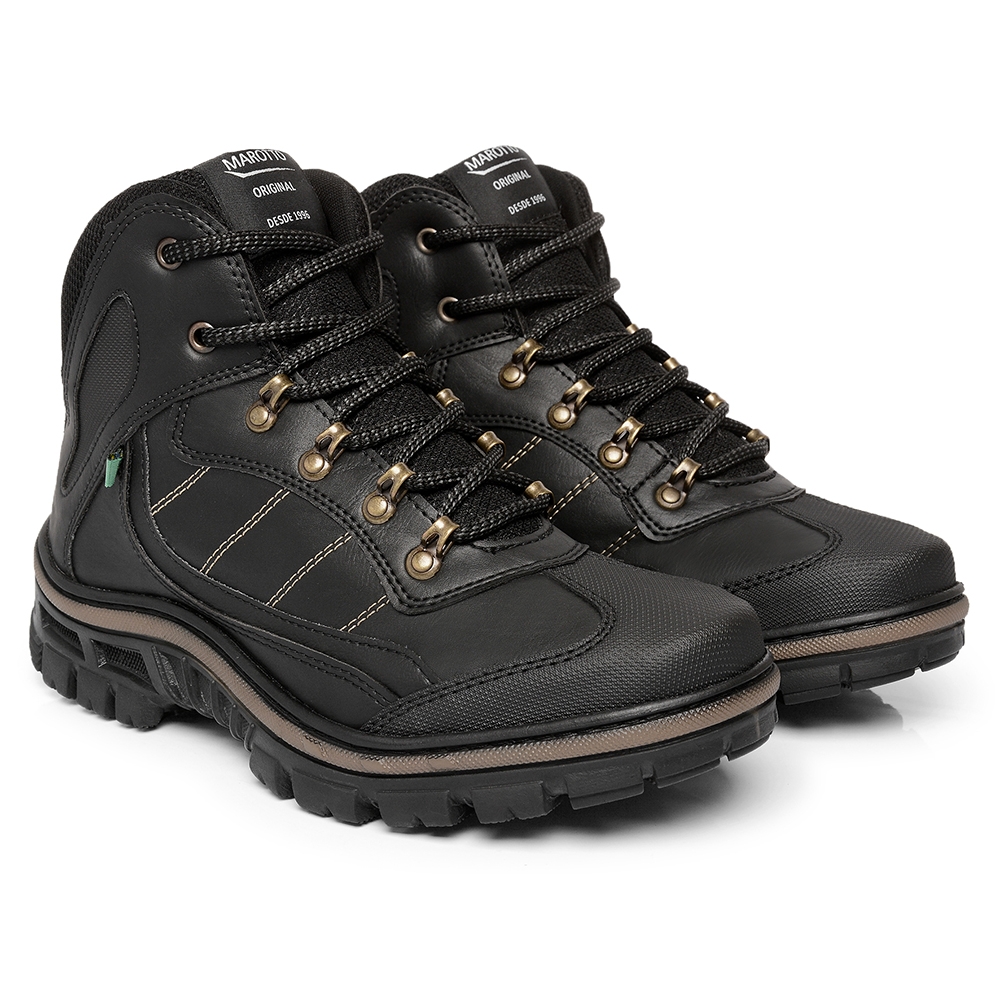 Bota Coturno Adventure Robusto Cano Médio Moda Casual Trilha Motoqueiro Sola Tratorada com Cadarço