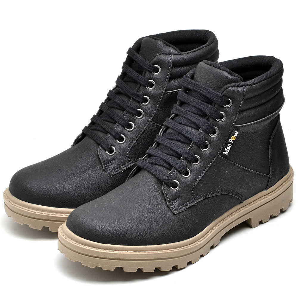 Bota Coturno Casual Cano Curto Mac Point com Recortes Sola de Borracha Costurada