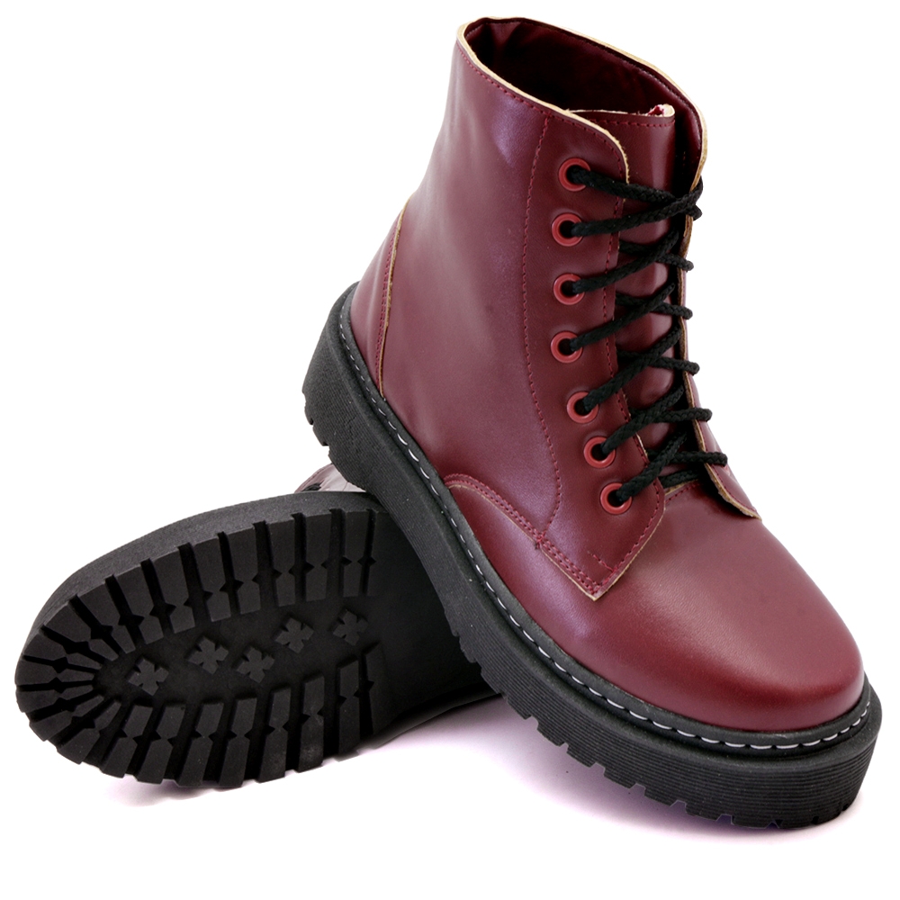 Bota Coturno Casual Dk Shoes com Cadarço Vinho