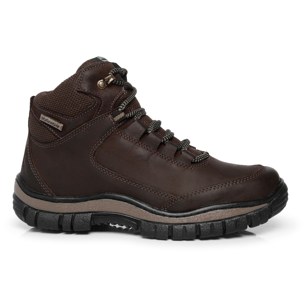 Bota Coturno Couro Masculina Moda Adventure Conforto Tendencia Alta Qualidade Sola Tratorada Leve