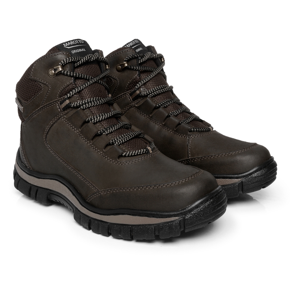 Bota Coturno Couro Masculina Moda Adventure Conforto Tendencia Alta Qualidade Sola Tratorada Leve