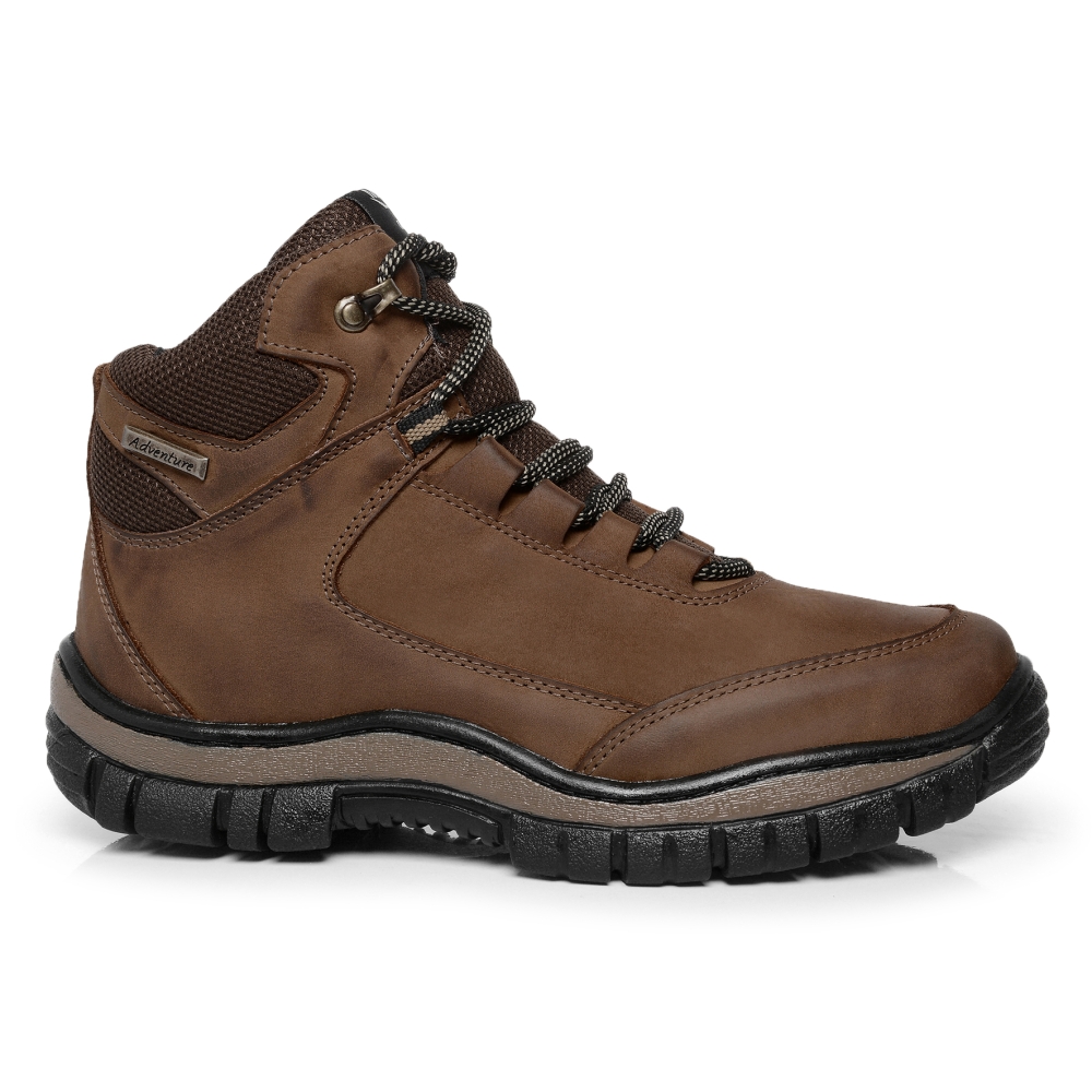 Bota Coturno Couro Masculina Moda Adventure Conforto Tendencia Alta Qualidade Sola Tratorada Leve