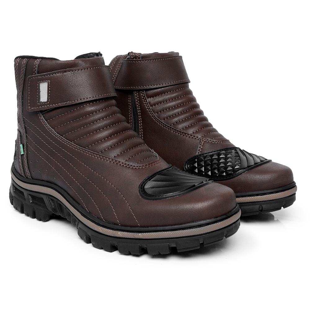 Bota Coturno Masculina Adventure Motociclista Pedaleira Ziper Sola Tratorada Leve Estilo e Conforto