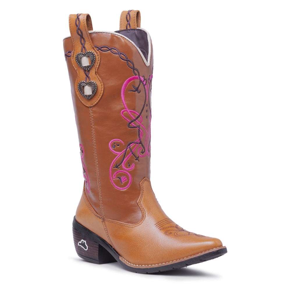 Bota Feminina Texana em Couro Fak Boots