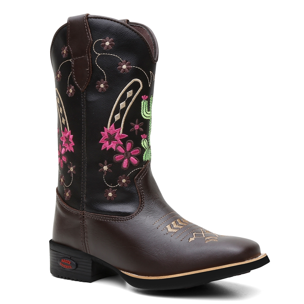 Bota Feminina Texana em Couro Fak Boots