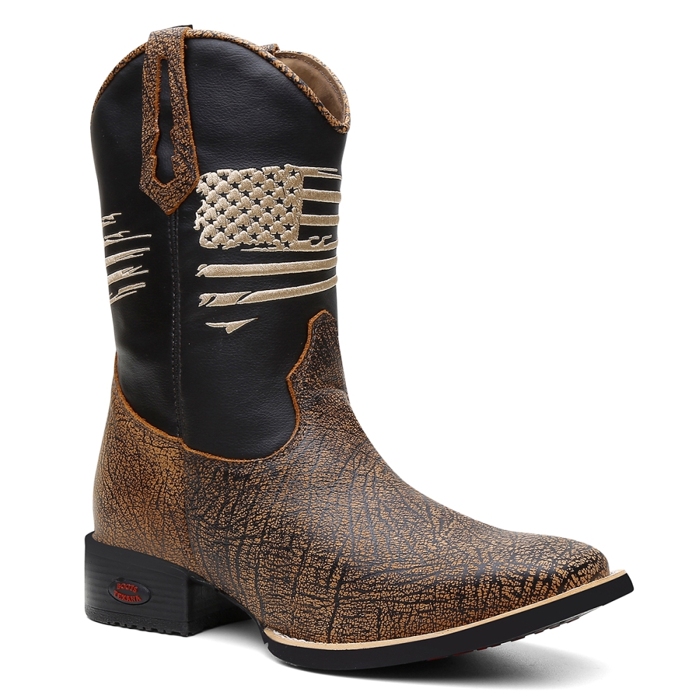 Bota Texana Masculina em Couro Fak Boots