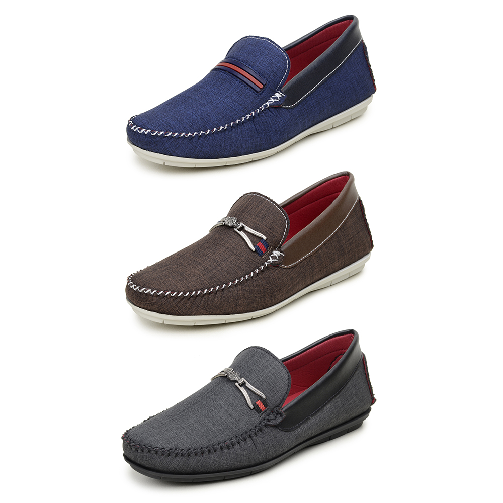 Kit 3 Pares Mocassim Casual Masculino Op Santos Multicolorido