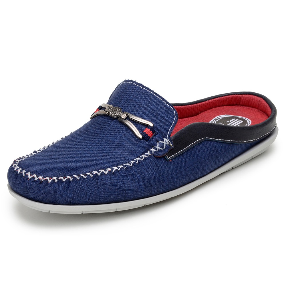 Mule Mocassim Casual Masculino Op Santos Azul