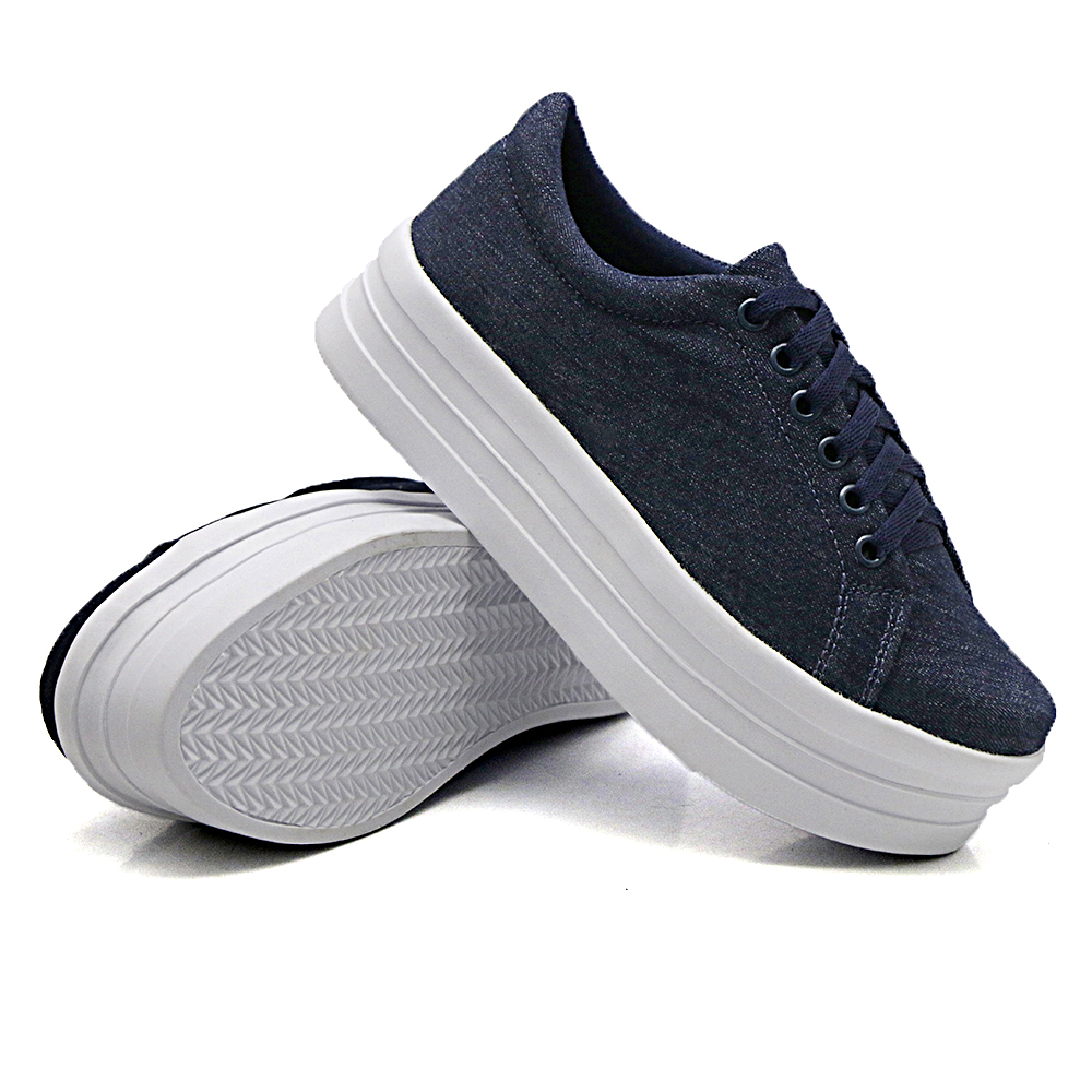 Tênis Casual Feminino com Cadarço e Costuras Dk Shoes Azul