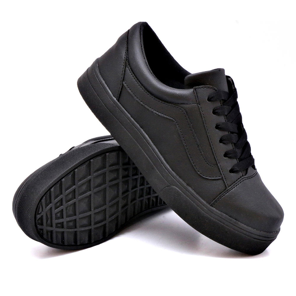 Tênis Casual Feminino com Listras e Cadarço Dk Shoes Preto