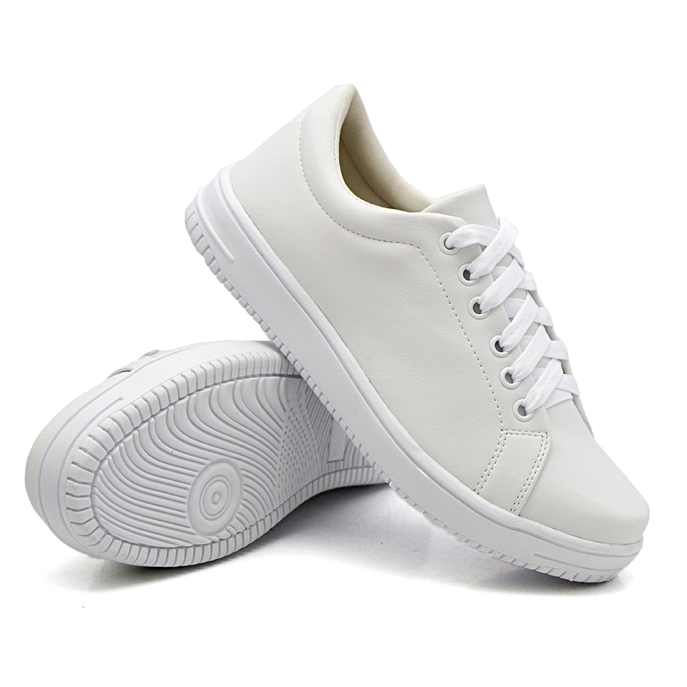 Tênis Casual Feminino Dk Shoes com Cadarço Branco