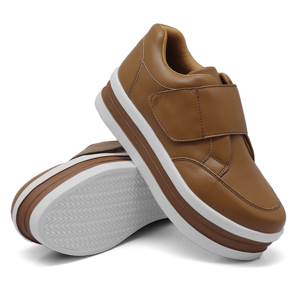 Tênis Chunky Dk shoes com Velcro com  Listra Caramelo