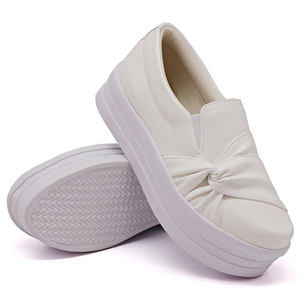 Tenis Slip On Casual Dk Shoes com Nó Frontal Branco