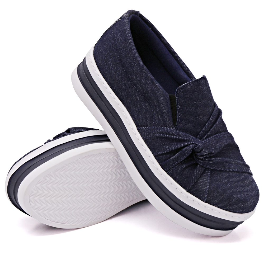 Tenis Slip On Casual Dk Shoes com Nó Frontal Marinho